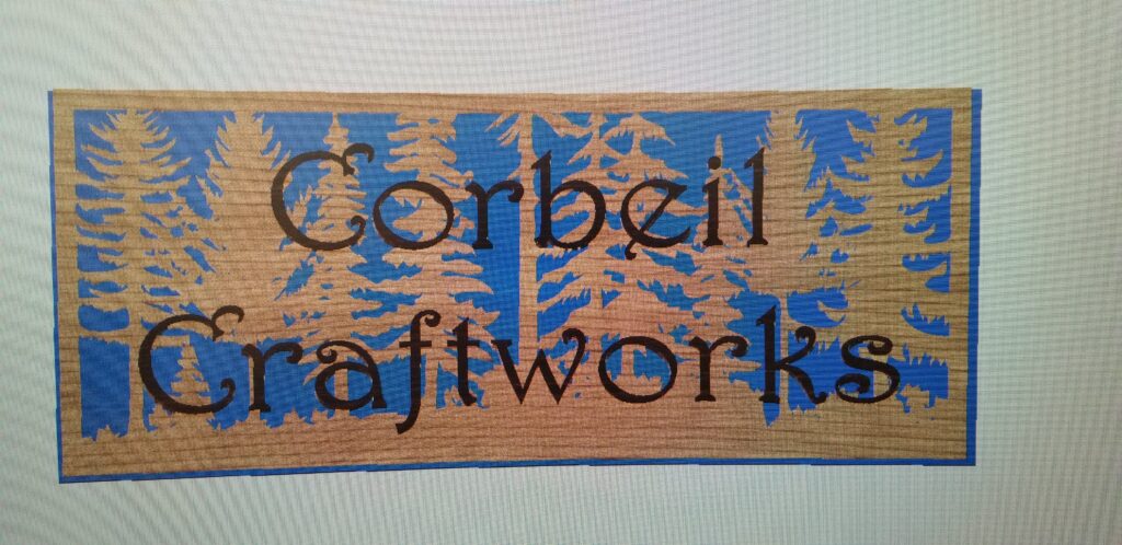 fusion 360 model of Corbeil Craftworks sign